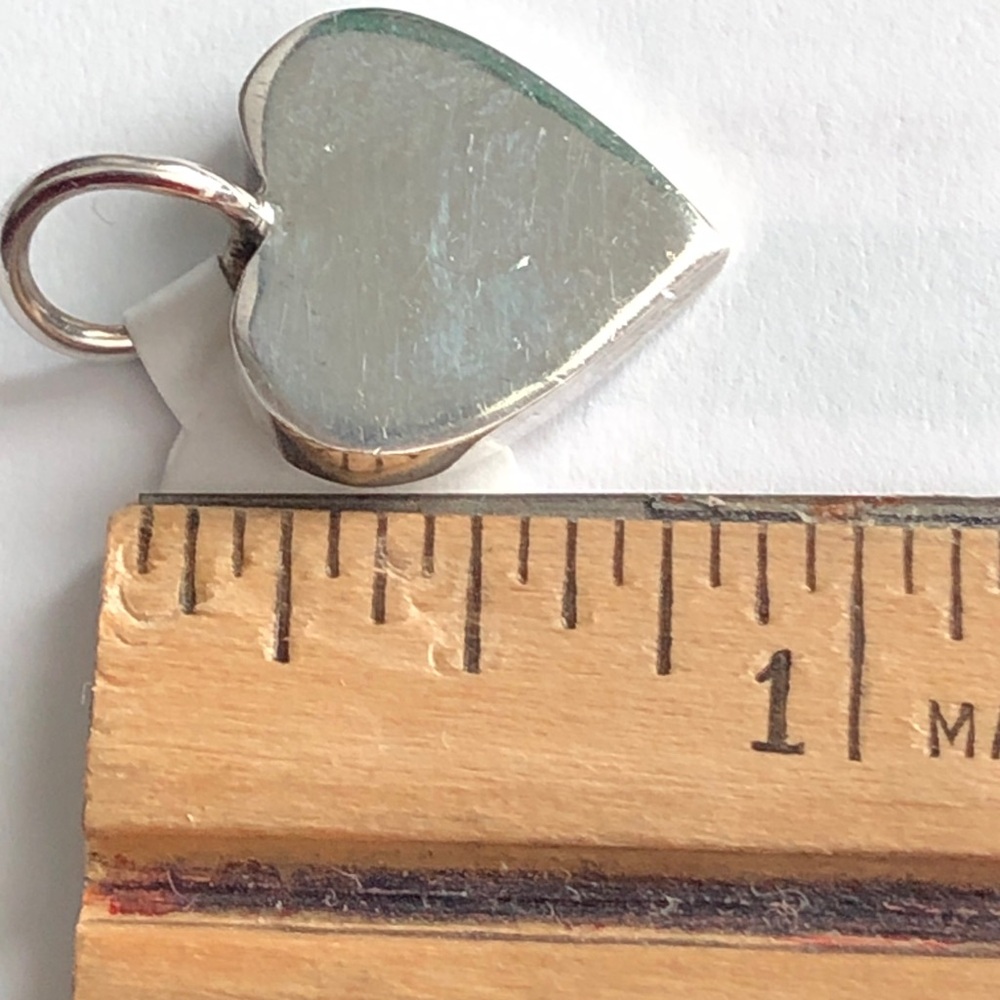 Vintage 925 sterling silver solid heart pendant. - Picture 8 of 13